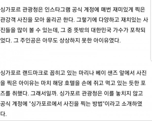 싱가포르 관광청에 박제된 한국여자